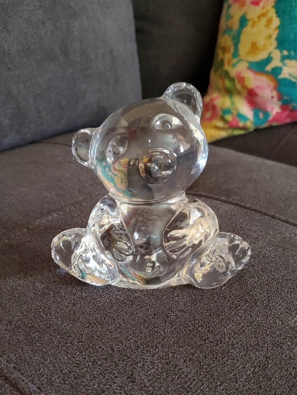 Glass 24% Lead Crystal Teddy Bear Western Germany 4.5" Paperweight Figurine
